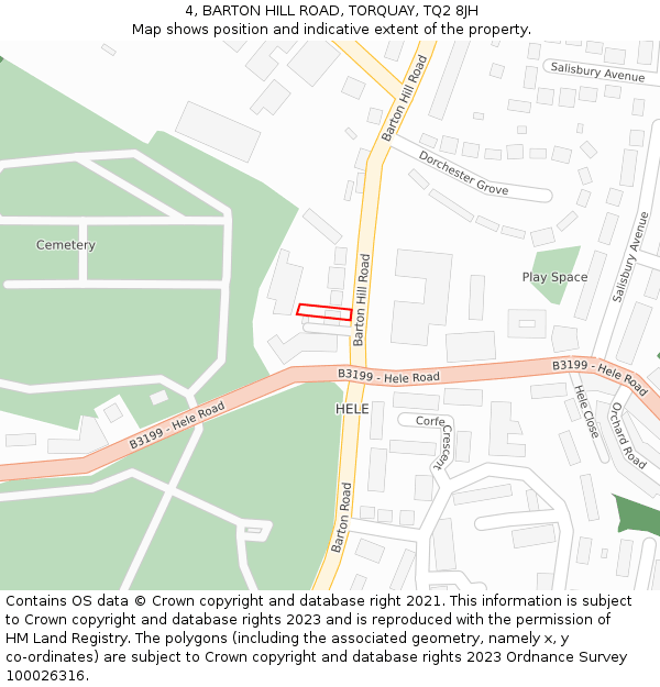 4, BARTON HILL ROAD, TORQUAY, TQ2 8JH: Location map and indicative extent of plot