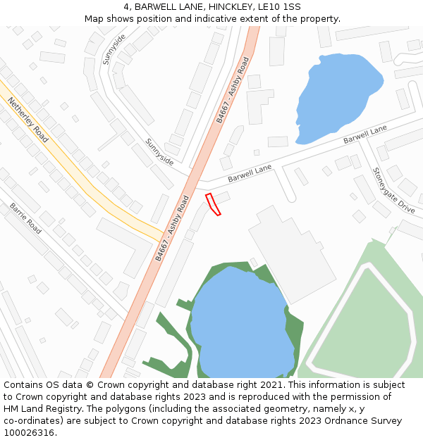 4, BARWELL LANE, HINCKLEY, LE10 1SS: Location map and indicative extent of plot