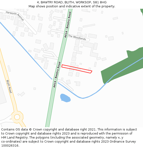 4, BAWTRY ROAD, BLYTH, WORKSOP, S81 8HG: Location map and indicative extent of plot