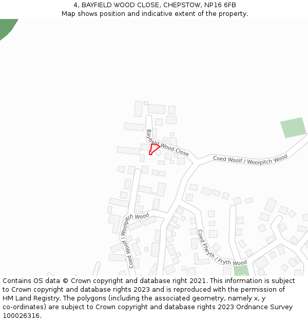 4, BAYFIELD WOOD CLOSE, CHEPSTOW, NP16 6FB: Location map and indicative extent of plot