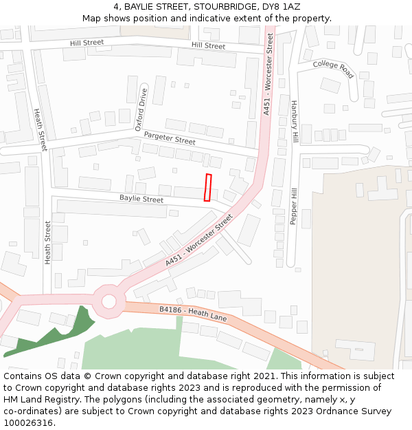 4, BAYLIE STREET, STOURBRIDGE, DY8 1AZ: Location map and indicative extent of plot