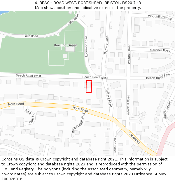 4, BEACH ROAD WEST, PORTISHEAD, BRISTOL, BS20 7HR: Location map and indicative extent of plot