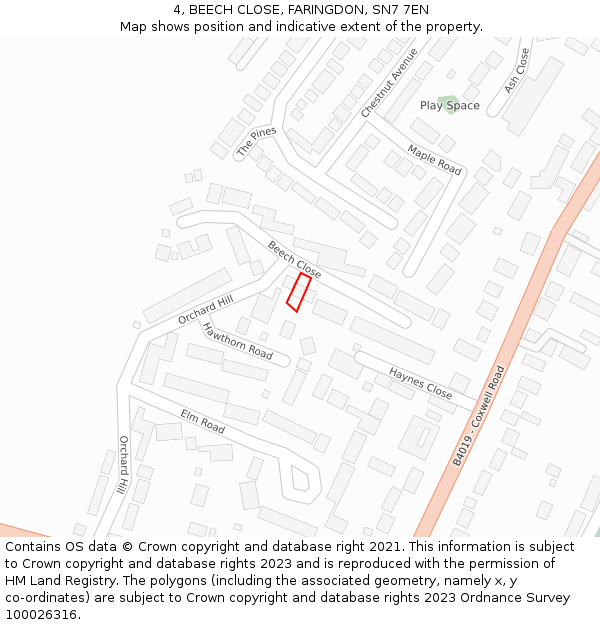 4, BEECH CLOSE, FARINGDON, SN7 7EN: Location map and indicative extent of plot