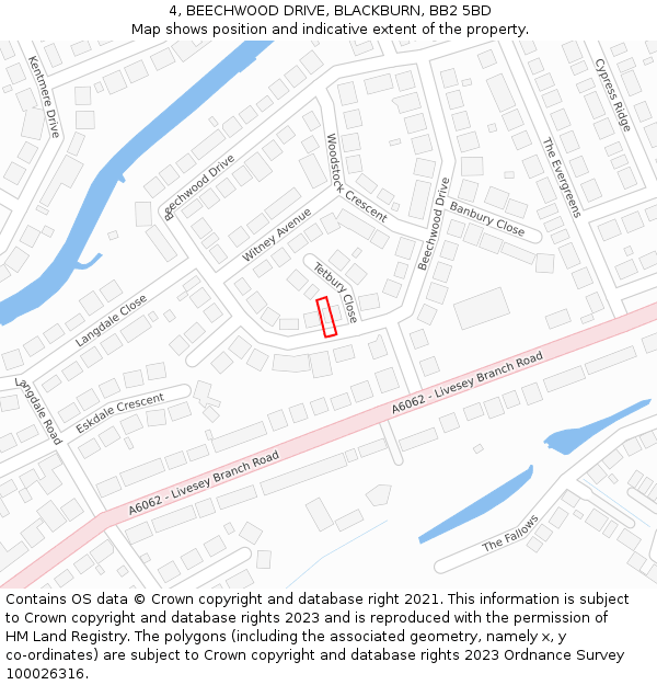 4, BEECHWOOD DRIVE, BLACKBURN, BB2 5BD: Location map and indicative extent of plot