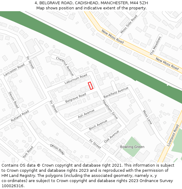 4, BELGRAVE ROAD, CADISHEAD, MANCHESTER, M44 5ZH: Location map and indicative extent of plot