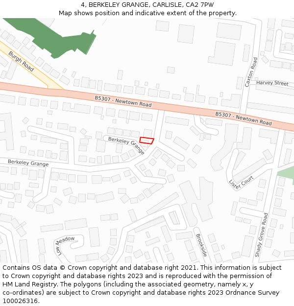 4, BERKELEY GRANGE, CARLISLE, CA2 7PW: Location map and indicative extent of plot