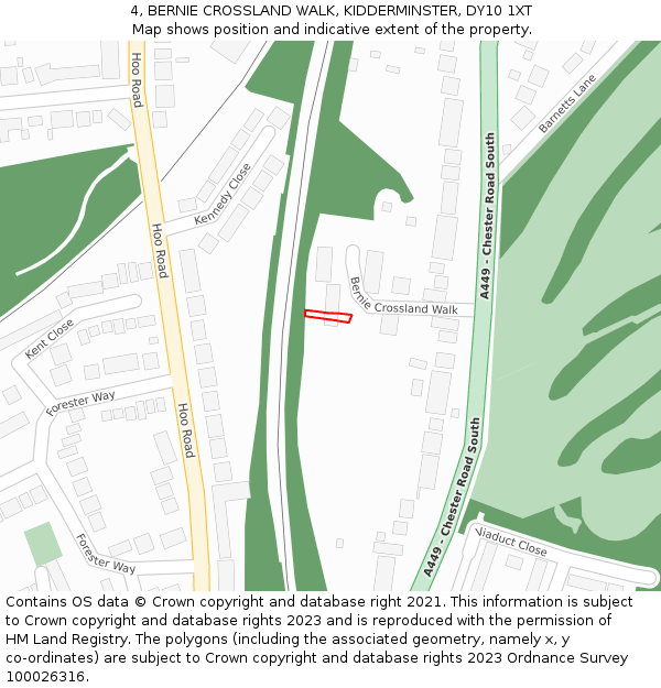 4, BERNIE CROSSLAND WALK, KIDDERMINSTER, DY10 1XT: Location map and indicative extent of plot