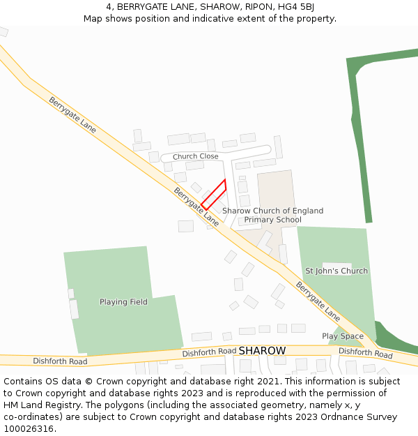4, BERRYGATE LANE, SHAROW, RIPON, HG4 5BJ: Location map and indicative extent of plot