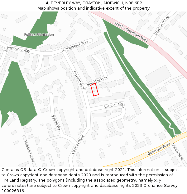 4, BEVERLEY WAY, DRAYTON, NORWICH, NR8 6RP: Location map and indicative extent of plot