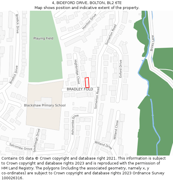 4, BIDEFORD DRIVE, BOLTON, BL2 6TE: Location map and indicative extent of plot