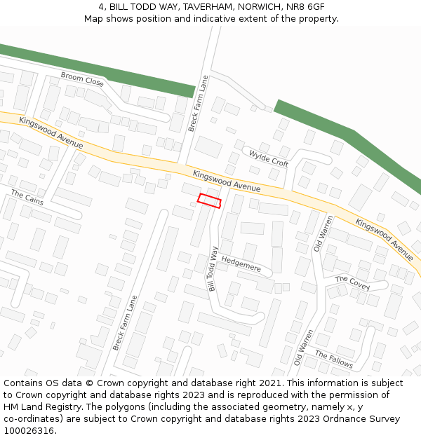 4, BILL TODD WAY, TAVERHAM, NORWICH, NR8 6GF: Location map and indicative extent of plot