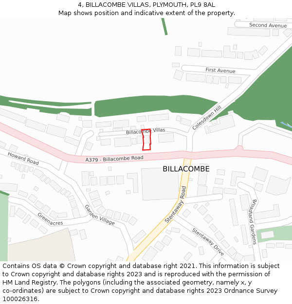 4, BILLACOMBE VILLAS, PLYMOUTH, PL9 8AL: Location map and indicative extent of plot