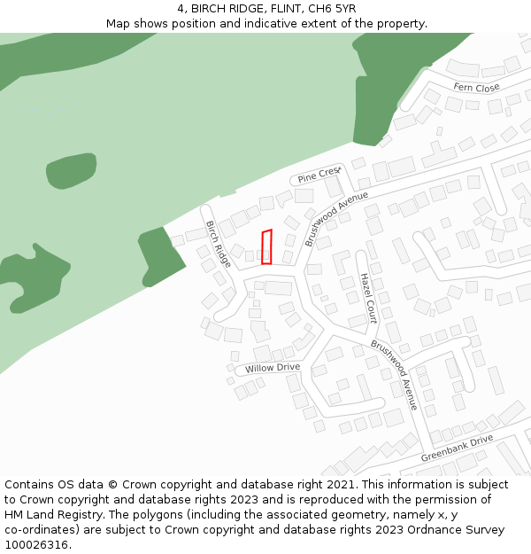 4, BIRCH RIDGE, FLINT, CH6 5YR: Location map and indicative extent of plot