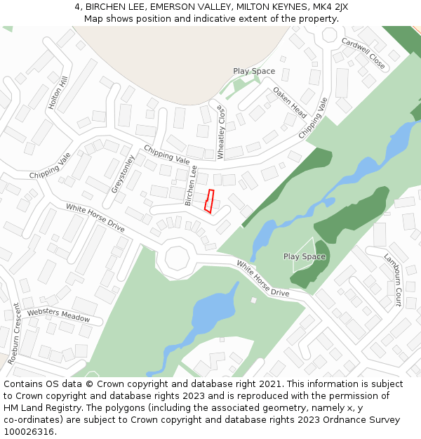 4, BIRCHEN LEE, EMERSON VALLEY, MILTON KEYNES, MK4 2JX: Location map and indicative extent of plot