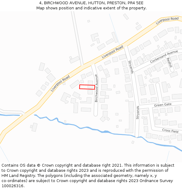 4, BIRCHWOOD AVENUE, HUTTON, PRESTON, PR4 5EE: Location map and indicative extent of plot