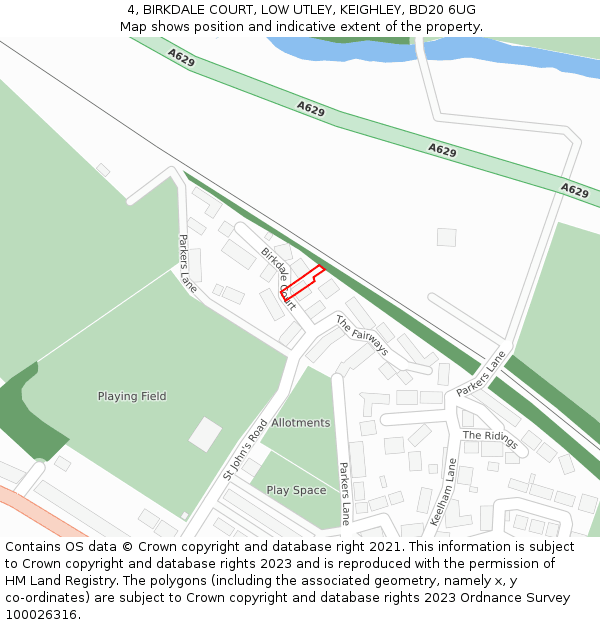 4, BIRKDALE COURT, LOW UTLEY, KEIGHLEY, BD20 6UG: Location map and indicative extent of plot