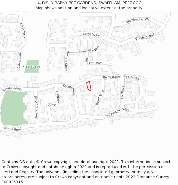 4, BISHY BARNY BEE GARDENS, SWAFFHAM, PE37 8GG: Location map and indicative extent of plot