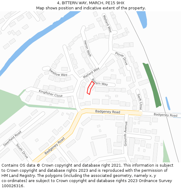 4, BITTERN WAY, MARCH, PE15 9HX: Location map and indicative extent of plot