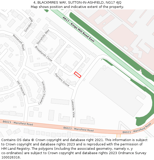4, BLACKMIRES WAY, SUTTON-IN-ASHFIELD, NG17 4JQ: Location map and indicative extent of plot