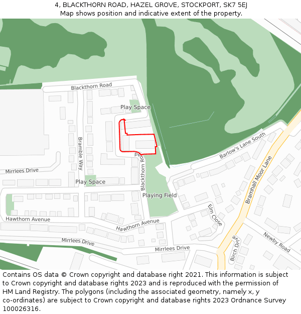 4, BLACKTHORN ROAD, HAZEL GROVE, STOCKPORT, SK7 5EJ: Location map and indicative extent of plot