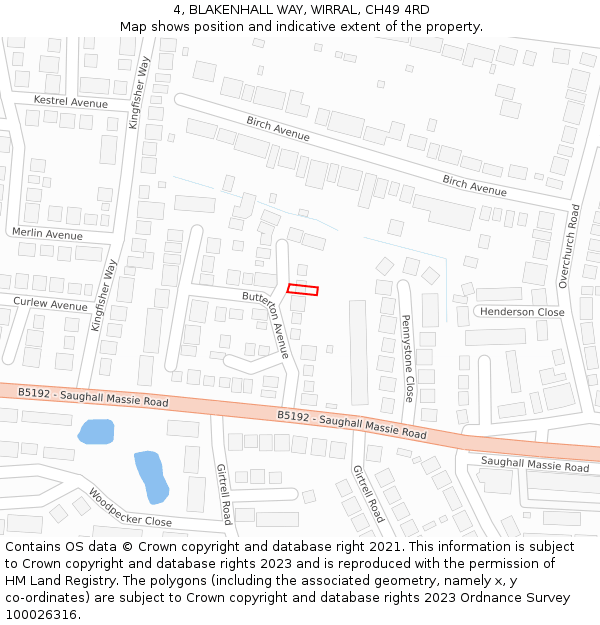 4, BLAKENHALL WAY, WIRRAL, CH49 4RD: Location map and indicative extent of plot