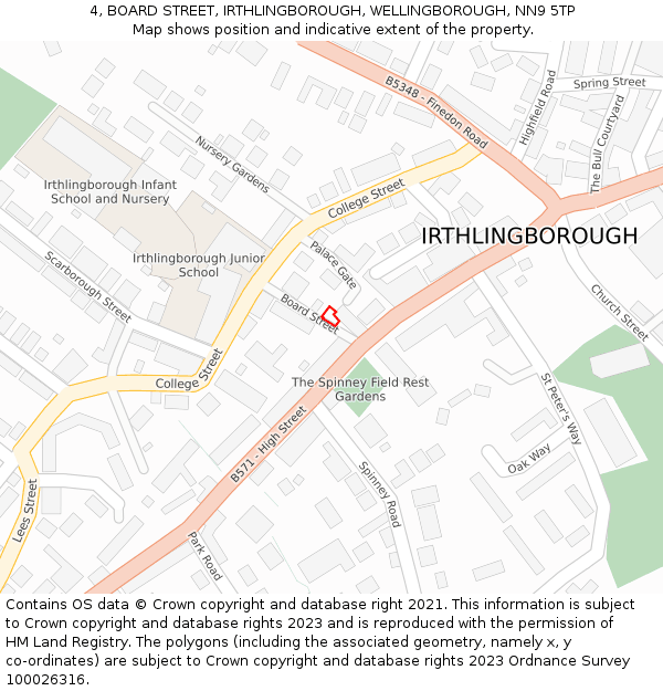 4, BOARD STREET, IRTHLINGBOROUGH, WELLINGBOROUGH, NN9 5TP: Location map and indicative extent of plot