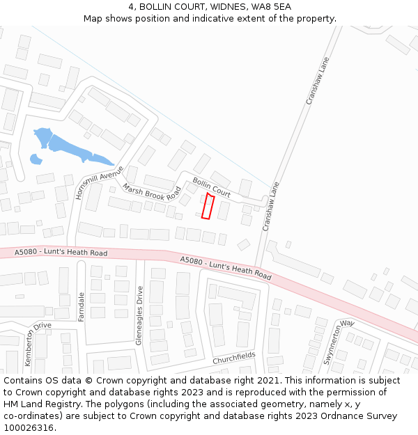 4, BOLLIN COURT, WIDNES, WA8 5EA: Location map and indicative extent of plot