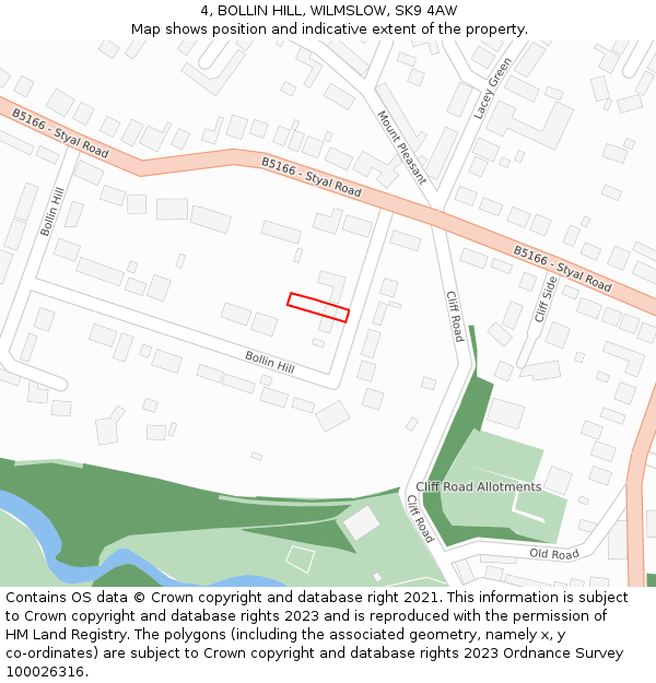 4, BOLLIN HILL, WILMSLOW, SK9 4AW: Location map and indicative extent of plot
