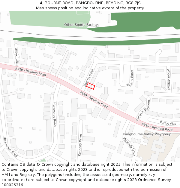 4, BOURNE ROAD, PANGBOURNE, READING, RG8 7JS: Location map and indicative extent of plot