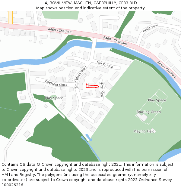4, BOVIL VIEW, MACHEN, CAERPHILLY, CF83 8LD: Location map and indicative extent of plot