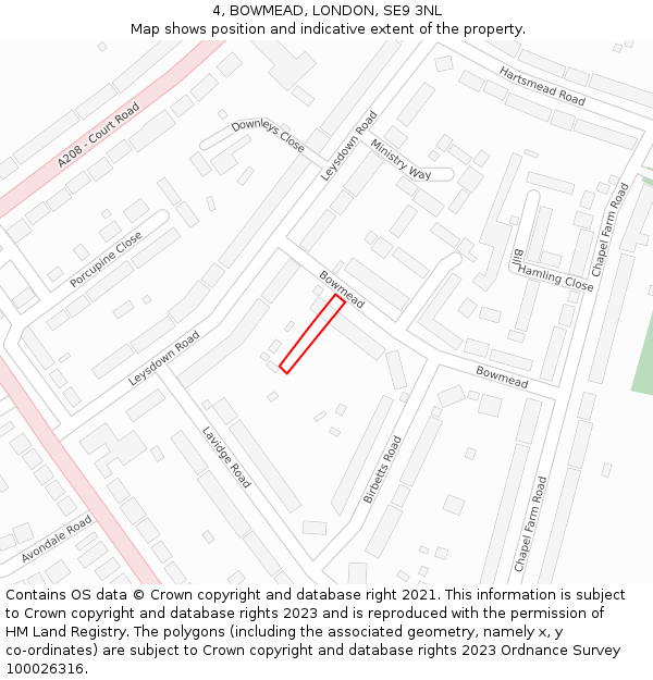 4, BOWMEAD, LONDON, SE9 3NL: Location map and indicative extent of plot