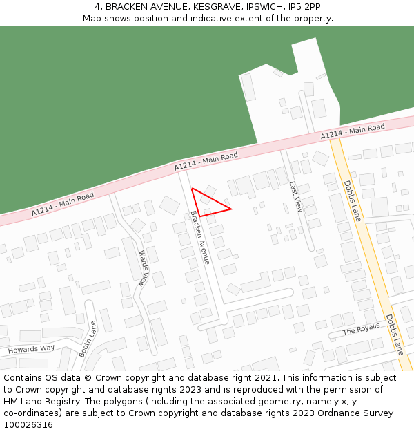 4, BRACKEN AVENUE, KESGRAVE, IPSWICH, IP5 2PP: Location map and indicative extent of plot