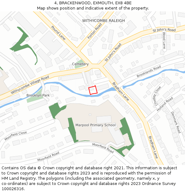 4, BRACKENWOOD, EXMOUTH, EX8 4BE: Location map and indicative extent of plot