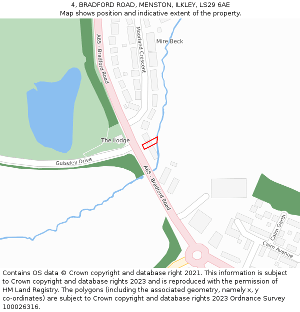 4, BRADFORD ROAD, MENSTON, ILKLEY, LS29 6AE: Location map and indicative extent of plot