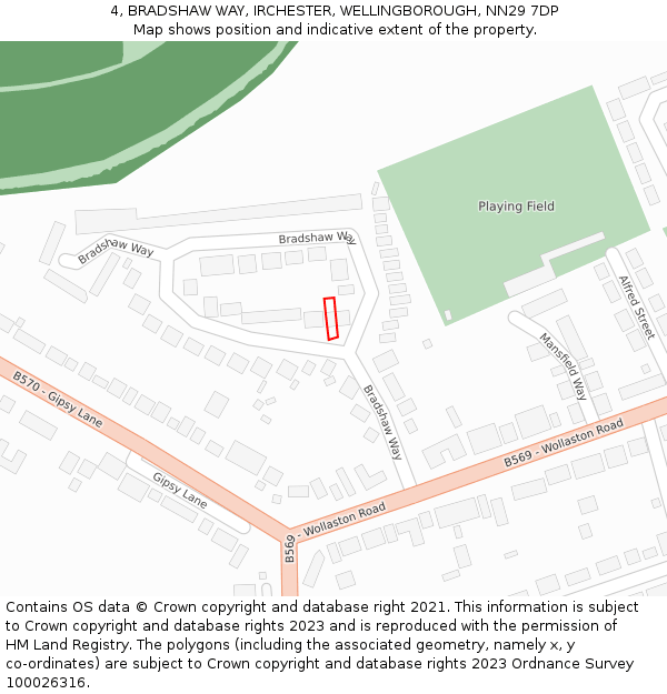 4, BRADSHAW WAY, IRCHESTER, WELLINGBOROUGH, NN29 7DP: Location map and indicative extent of plot