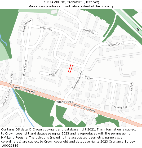 4, BRAMBLING, TAMWORTH, B77 5PQ: Location map and indicative extent of plot