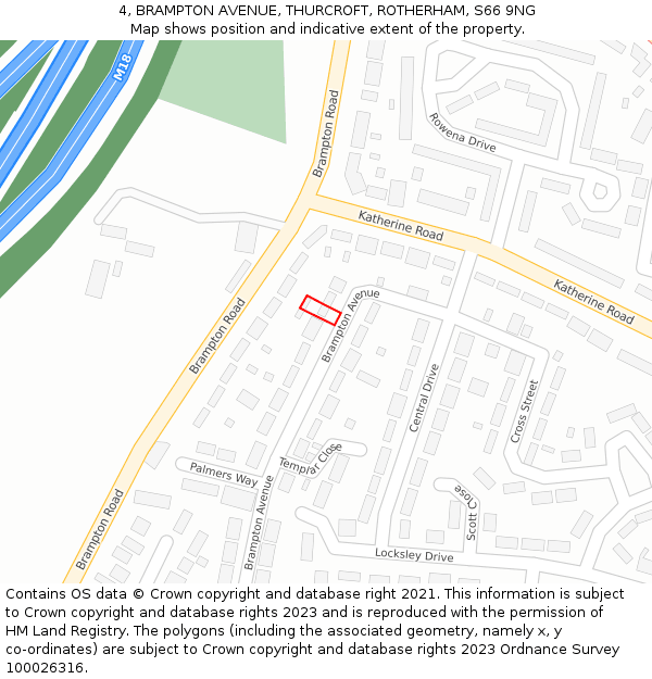 4, BRAMPTON AVENUE, THURCROFT, ROTHERHAM, S66 9NG: Location map and indicative extent of plot