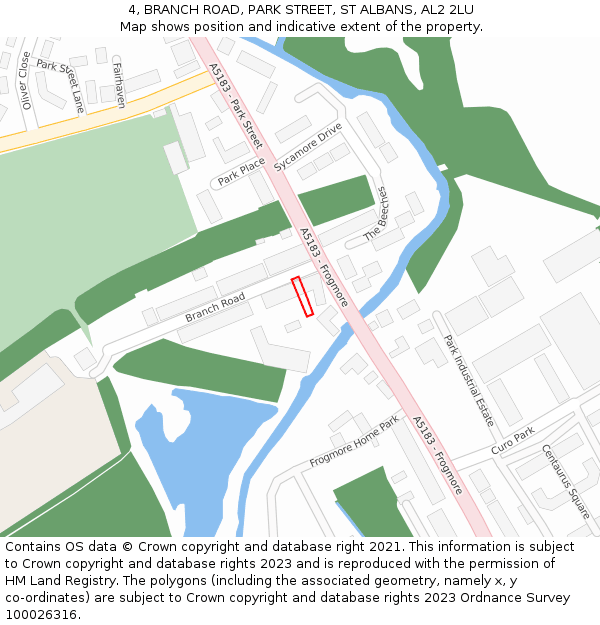 4, BRANCH ROAD, PARK STREET, ST ALBANS, AL2 2LU: Location map and indicative extent of plot