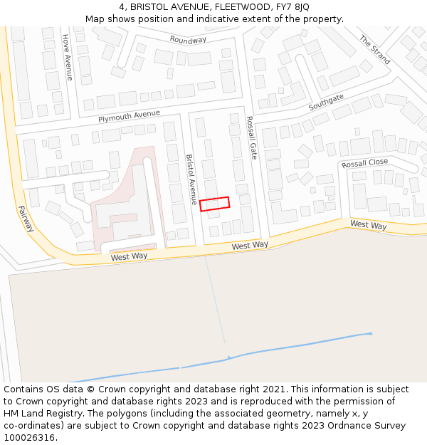 4, BRISTOL AVENUE, FLEETWOOD, FY7 8JQ: Location map and indicative extent of plot