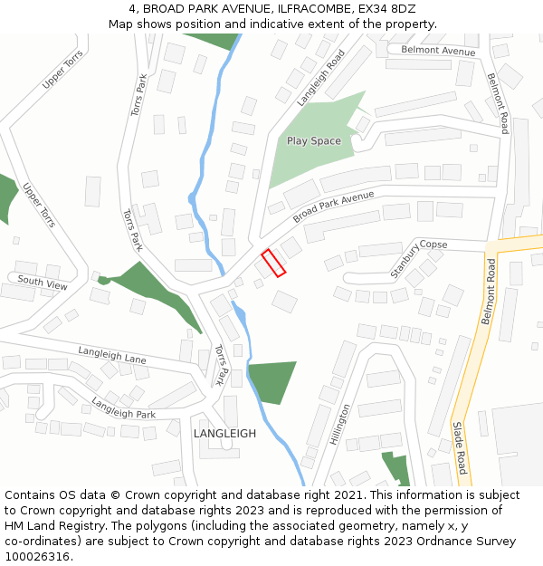 4, BROAD PARK AVENUE, ILFRACOMBE, EX34 8DZ: Location map and indicative extent of plot