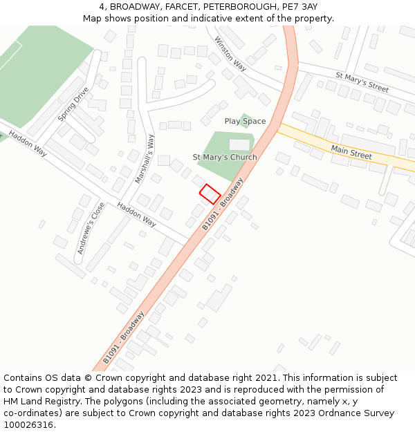 4, BROADWAY, FARCET, PETERBOROUGH, PE7 3AY: Location map and indicative extent of plot