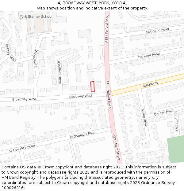 4, BROADWAY WEST, YORK, YO10 4JJ: Location map and indicative extent of plot