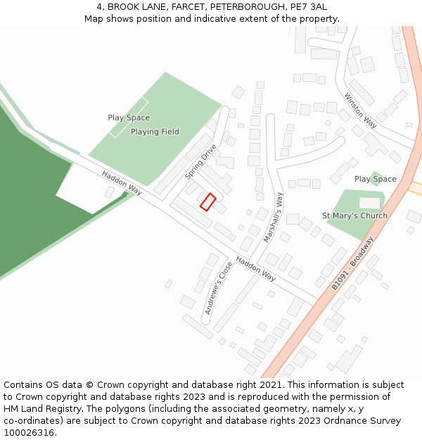 4, BROOK LANE, FARCET, PETERBOROUGH, PE7 3AL: Location map and indicative extent of plot