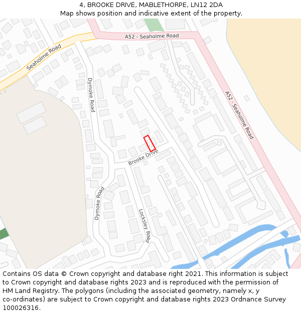 4, BROOKE DRIVE, MABLETHORPE, LN12 2DA: Location map and indicative extent of plot