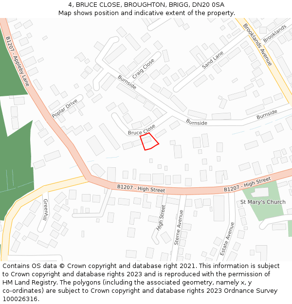 4, BRUCE CLOSE, BROUGHTON, BRIGG, DN20 0SA: Location map and indicative extent of plot