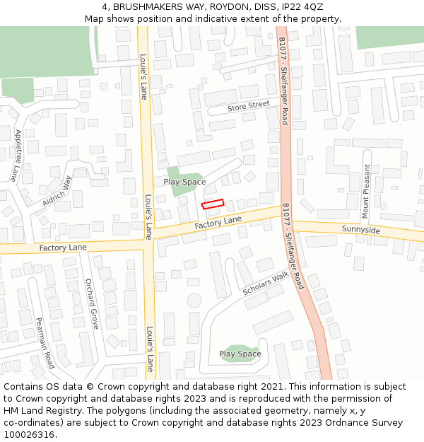 4, BRUSHMAKERS WAY, ROYDON, DISS, IP22 4QZ: Location map and indicative extent of plot