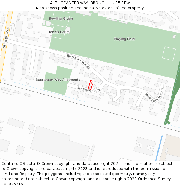 4, BUCCANEER WAY, BROUGH, HU15 1EW: Location map and indicative extent of plot