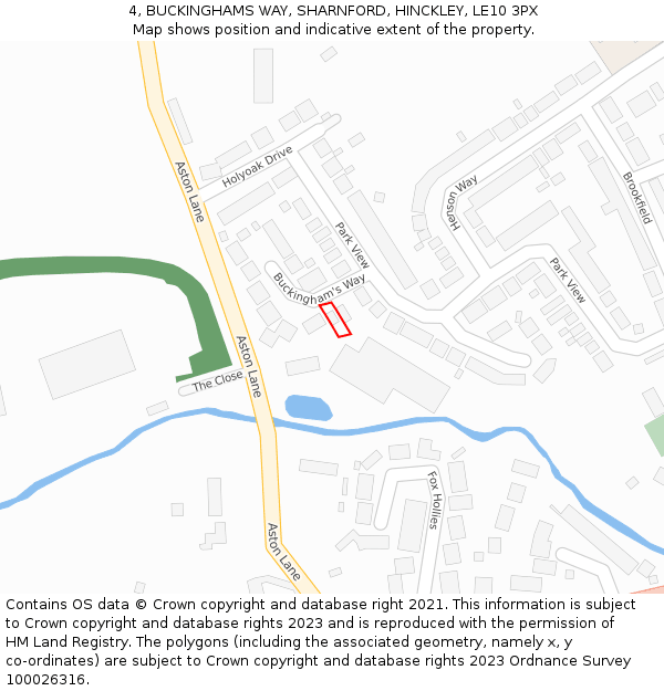 4, BUCKINGHAMS WAY, SHARNFORD, HINCKLEY, LE10 3PX: Location map and indicative extent of plot