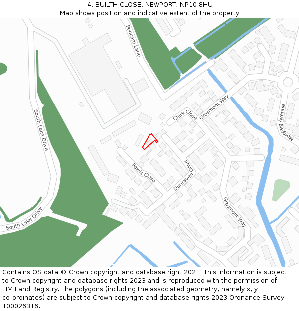 4, BUILTH CLOSE, NEWPORT, NP10 8HU: Location map and indicative extent of plot