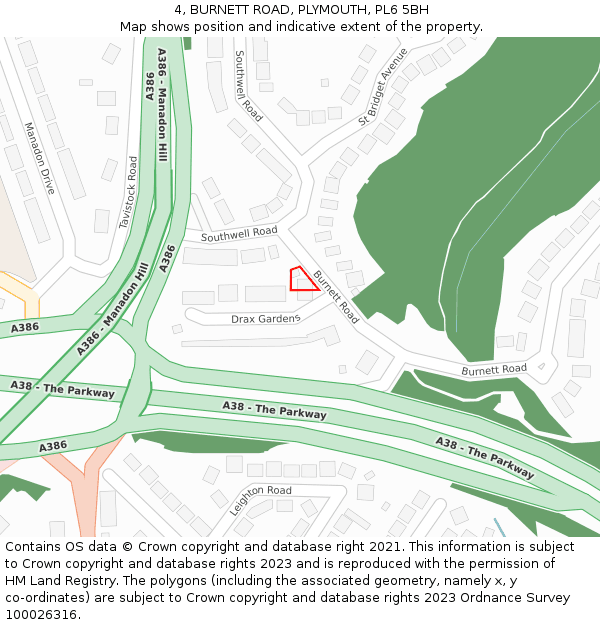 4, BURNETT ROAD, PLYMOUTH, PL6 5BH: Location map and indicative extent of plot